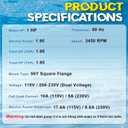 355010S Pool Pump Motor 1HP, Fit for Pentair Whisperflo 1 HP, 3450 RPM, 1 Speed, 115/ 208-230 V, Energy Efficiency, Swimming Pool Motor