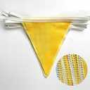 32Ft Yellow Party Decorations Yellow White Pennant Banner Fabric Triangle Flag Bunting Garland for Lemon Bee Sunflower Birthday Baby Shower Anniversary Wedding Party Home Outdoor Garden Decorations