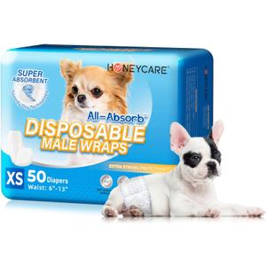HONEY CARE All-Absorb A27 Male Dog Wrap, 50 Count, Extra Small