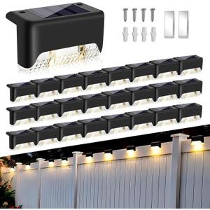 Imlemao 24Pack Outdoor Solar Deck Lights, Solar Step Lights Waterproof Solar Lights, Outdoor Stairs Solar Lights, Outdoor Lights for Deck, Step, Railing, Wall, Patio, Stair and Driveway Path