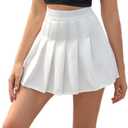 Hoerev Women Girls Short High Waist Pleated Skater Tennis Skirt (10)