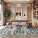 Art&Tuft Washable Rug, Anti-Slip Backing Abstract Area Rug 5x7, Stain Resistant Rugs for Living Room, Foldable Machine Washable Area Rug 5x7, Navy