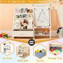 Faesun 4-in-1 Art Easel for Toddlers with Bookshelf and Toy Organizer, Kids Drawing Easel with Paper Roll & Magnetic Whiteboard, Birthday Gift for Ages 28, Boys & Girls
