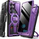 TONGATE Magnetic Stand for Samsung Galaxy S25 Ultra Case with Privacy Screen Protector, [Compatible with Magsafe] [Military Drop Protection] S25 Ultra Case with Camera Cover & Belt Clip, Purple Privacy