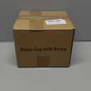 13 OZ Glass Cups with Lids and Straws, Iced Coffee Cups with Lids, Clear Ribbed Glassware for Coffee Smoothie Cocktail Ice Tea, Glass Tumbler with Straw and Lid, Set of 4