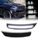 Dynamic LED Side Marker Light for Dodge Durango 2021 2022 2023 2024 2025 2026 Front Bumper Fender White Sequential Turn Signal Assembly, Smoked Lens