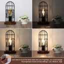 Touch Control Table Lamp, Industrial Bedside Lamp with 3 Way Dimmable, Small Nightstand Vintage Metal Cage Desk Lamps, Steampunk Table Lamps for Bedroom, Living Room, Kitchen (Bulb Included)