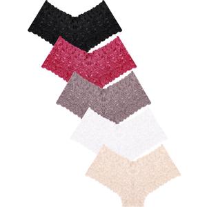 Sexy Women's Underwear Lace Shorts V Waist Breathable Cheeky Panties Boyshorts Underwear Women 5 Pack (Large)