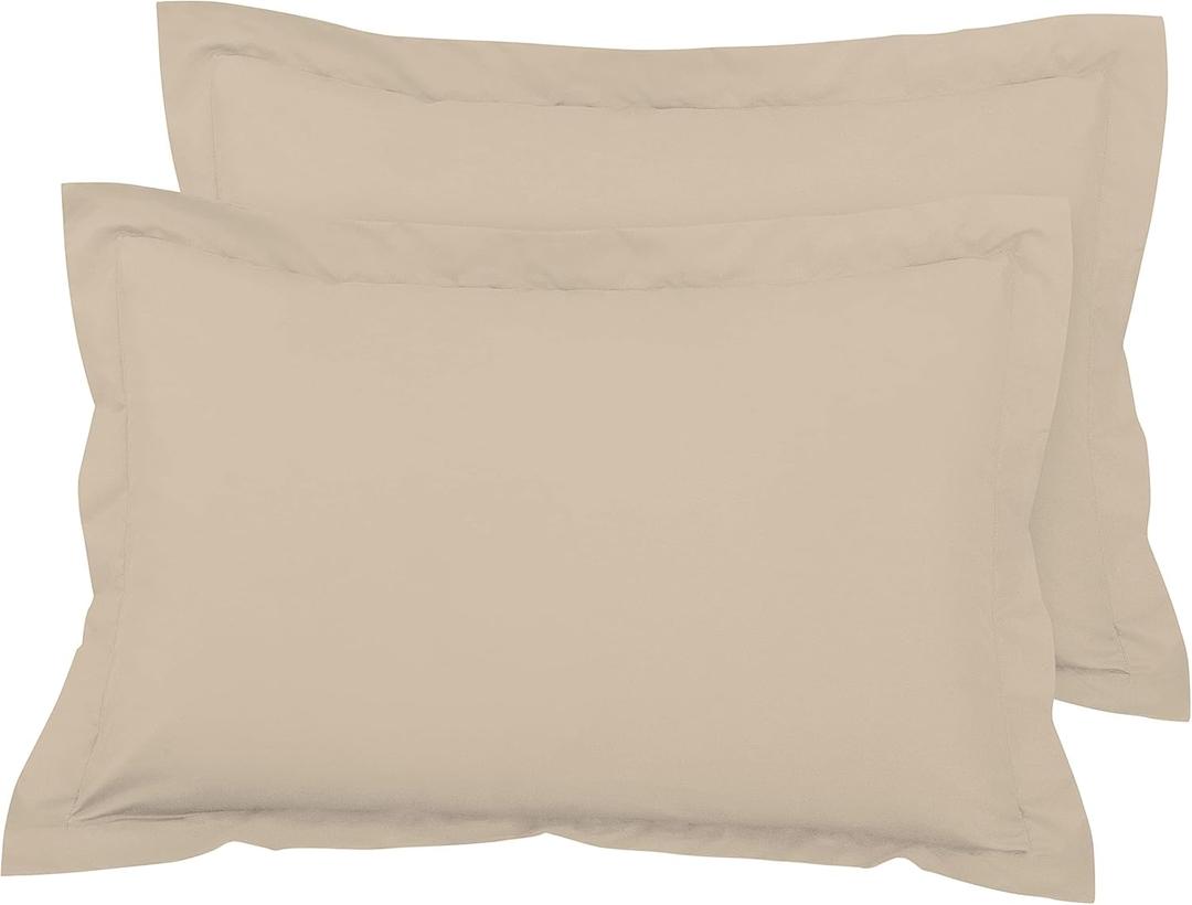 Royale Linens Pillow Shams 2 Pack King Size 20x36 Inch - Brushed 1800 Microfiber - Bed Pillow Shams, Wrinkle Resistant Super Soft and Cozy - Back Overlap Closure - Oxford Pillowcase (King, Sand)