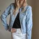 Vetinee Womens Stretch Button Down Long Sleeve Pockets Denim Jean Trucker Jacket (Blue, XXXL)