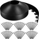 AGTEK 98FT Plastic Landscape Edging Kit 3inch Height No-Dig Garden Edging Border Lawn Edging Roll for Flower Bed Lawn Yard, Black, with 60 Anchoring Spikes