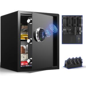 Grimtron Smart Biometric Safe Fingerprint Lock Box with Silent Mode, Backlit Keypad and LED Light, Small Caja Fuerte (16.54"H x 12.99"D x 13.78"W)