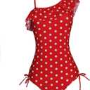Girls Lemon Double Ruffle One Shoulder Adjustable Swimwear Fashionable One Piece Bathing Suit(5y-16y) (14, Ss12 Pink Hydr)