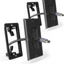 Brush Wall Plate with Mounting Bracket, Cable Pass Through Decorator Cover for Low Voltage Wires, Single Gang Cord Hider for TV Home Theater System, 2 Pack (Black and Black)