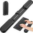 Adjustable Keyboard Wrist Rest, Extendable 16.57" to 25.17" Length & -30 to 30 Angle, Foldable Ergonomic Memory Foam Support for PC, Laptop, Gaming & Office, Waterproof PU Leather, Black