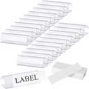 Hedume 100 Pcs Plastic Label Holder with 100 Pcs Label Inserts, 3" L x1" H Clear Plastic Shelf Label Holder, Shelf Sign and Ticket Holder, Clips On to Shelves 5/8" to 3/4" Thick