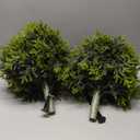 Capoda 2 Pack 24" Artificial Norfolk Pine Topiary Ball Trees with Ground Spike, Christmas Outdoor Shrubs, Fake Plants for Winter Holiday Xmas Outdoor Indoor Front Door Porch Patio Garden Yard Decor