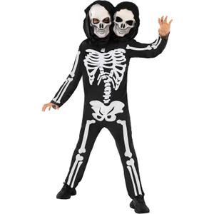 Morph Skeleton Costume Kids - 2-Headed Skeleton Outfit for Boys - Fun Halloween Dress-Up for Children (Large)