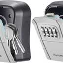 Puroma Key Lock Box Combination Lockbox Wall-Mounted Key Storage Box for House Keys, Resettable Code Safe Security Lock Box for Home, Office, Garage, Apartment Spare Key Storage (2 Pack, Grey)