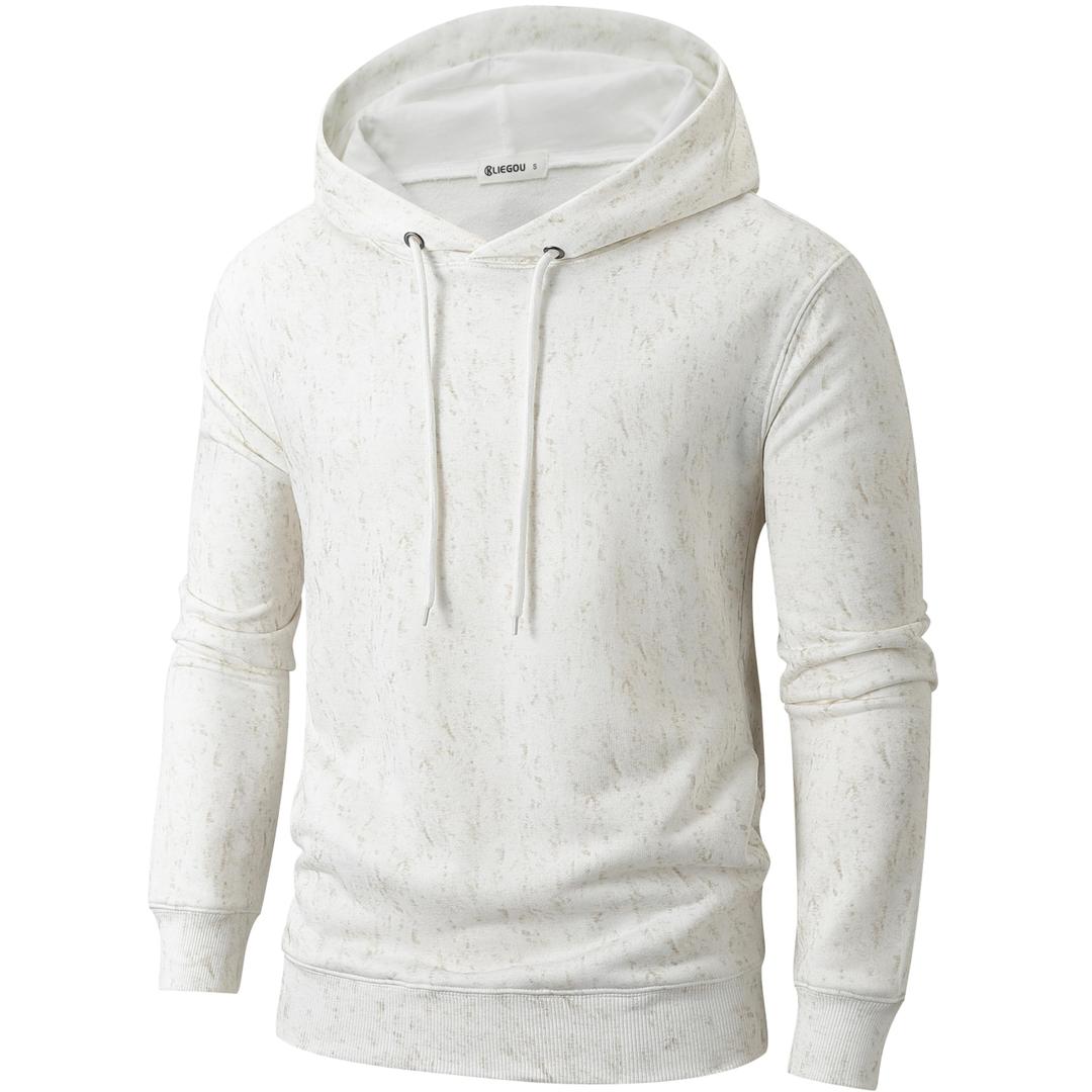 KLIEGOU Men's heavy weight Casual Hoodies - Pullover Hooded Sweatshirt for Men (103 White M) (White, M)