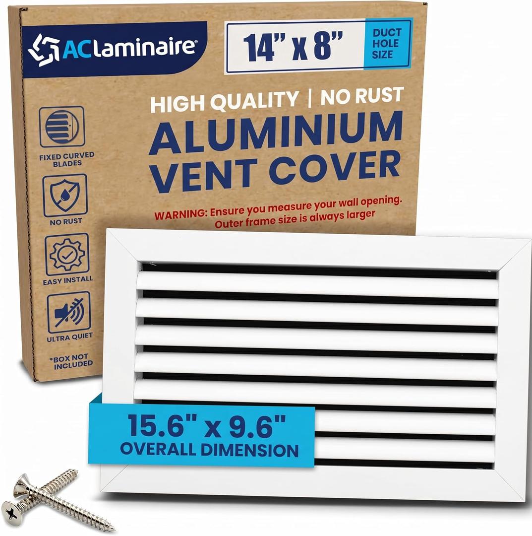 14x8 Inch (Duct Opening) Air Return Vent Cover Decorative  Premium Aluminum AC Vent Cover for Ceiling & Wall, Rustproof Grille, Ideal for Home HVAC Grille, Durable & Easy to Install by ACLAMINAIRE
