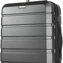 KROSER Hardside Expandable Carry On Luggage with Spinner Wheels & Built-in TSA Lock, Durable Suitcase Rolling Luggage with USB Port, Carry-On 20-Inch Steel Grey