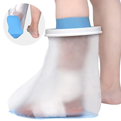 Waterproof Foot Cover for Shower Adult, Foot Cast Covers with Non-Slip Padding Bottom, Watertight Ankle Foot Cast Protector for Surgery Bandage Dressing Wound, Reusable
