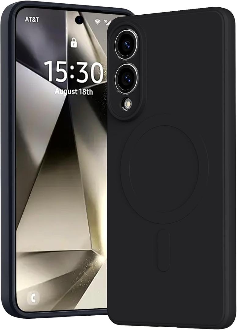 for Galaxy S25 Edge Case Magnetic,Wireless Charging,Slim Soft TPU Silicone Cover Phone Case for Galaxy S25 Edge,Black,MUS-MFCX-11-01