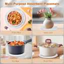 3-PCS 7 Inch Ceramic Marble Style Trivets for Hot Dishes, Absorbent Heat Resistant Hot Pads with Cork Bottom Anti-Slip, Ceramic Trivet Mats with Holder for Kitchen Countertop Table