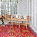Fab Habitat Outdoor Rug - Waterproof, Fade Resistant, Crease-Free - Premium Recycled Plastic - Vintage Kilim - Porch, Deck, Balcony, Mudroom, Laundry Room, Patio - Lhasa - Orange & Violet - 3 x 5 ft