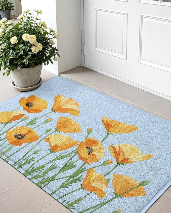LUMI Spring Floral Door Mat, Low Profile Thin Mesh Doormats, Dirt Trapper Stylish Welcome Mats, Waterproof Outside Mat for Home Decor, 24"x35", Blue LUMI Spring Floral Door Mat, Low Profile Thin Mesh Doormats, Dirt Trapper Stylish Welcome Mats, Waterproof Outside Mat for Home Decor, 24"x35", Blue