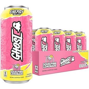 GHOST Energy Drink - 10Pack, Sour Pink Lemonade, 16oz Cans - Energy & Focus & No Artificial Colors - 200mg of Natural Caffeine, L-Carnitine & Taurine - Gluten-Free & Vegan