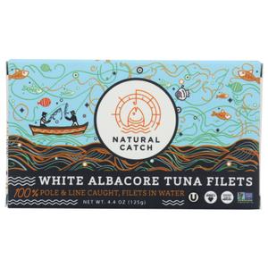 NATURAL CATCH WHITE ALBACORE TUNA ORIGINAL FILETS 4.4 OZ BOX 12 Pack (BBD April 3 2028)