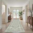 Runner Rug 2'x6' Washable Vintage Area Rugs for Hallway Non Slip Laundry Rug Runner Boho Floor Carpet Runners for Entryway Laundry Room Kitchen Bathroom (2'x6',Green)