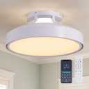 Bladeless Ceiling Fan with Light, Flush Mount Modern with Remote and Timer, Dimmable LED Fan Low Profile Ceiling Fan with Light for Bedroom Dining Room Kitchen