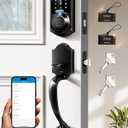 Veise VE07-H Fingerprint Smart Locks for Front Door with Handle Set, App Control, Keyless Entry Keypad Deadbolt, Digital Electronic Touchscreen, Easy Install, Auto Lock, Matte Black
