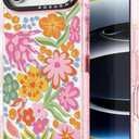 for iPhone Air Case Cute - Durable Shockproof 6.6 ft Drop Impact Phone Case - Funny Passion Flower Design (6.5") Glitter Pink