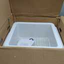 Undermount Kitchen Sink White 18 x 18 Inch, 9" High Top Mount Fireclay Wet Bar Sink Drop In Single Bowl, Dual Mount, with Accessory 2 Types, Pure White, for Kitchen, Laundry, Outdoor