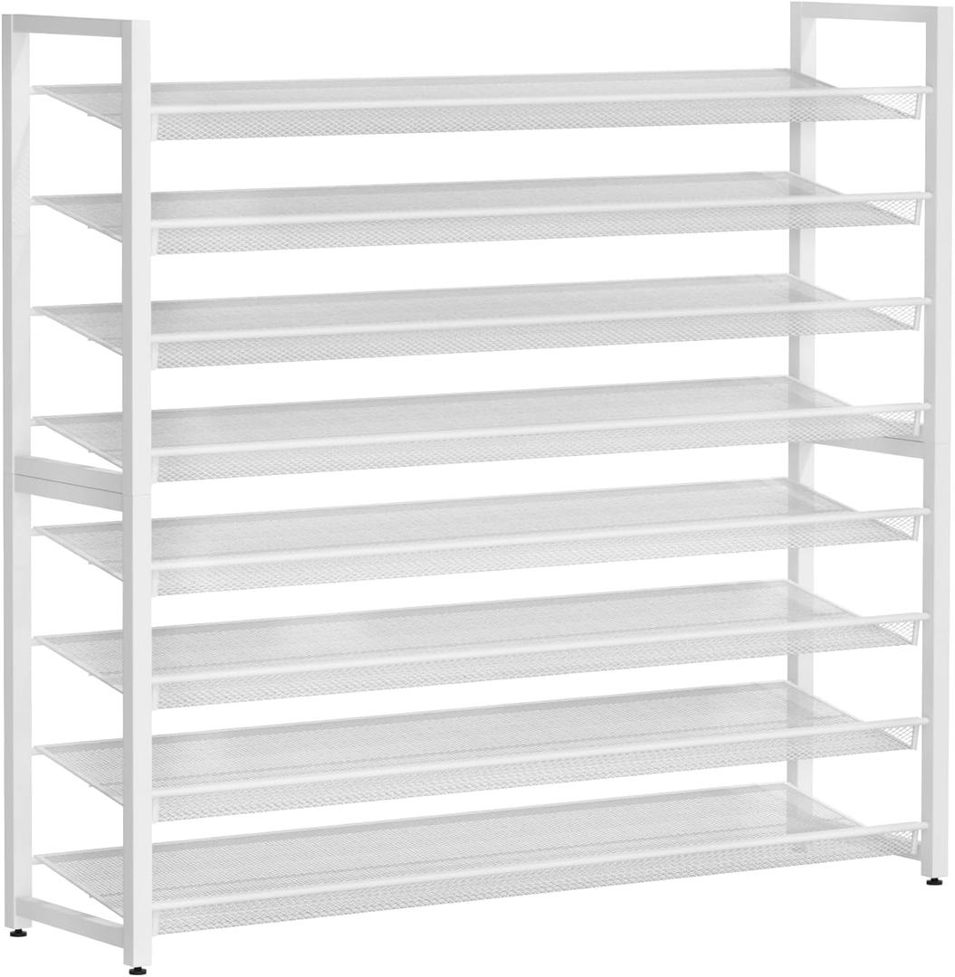 Metal Shoe Rack,Large 8 Tier Shoe Organizer, Heavy Duty Metal 8-Tier Stackable Shoe Storage Vertical Shoe Rack for Closet Front Door,Entrance,Entryway,Garage,Up to 50 Pairs