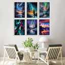 6 Pack Paint by Numbers Kit for Adults-Aurora Adult Paint by Number Kits on Canvas for Beginners,Nature Scenery DIY Acrylic Number Painting Kits for Home Wall Decor Gift 11.8x15.7Inch (Without Frame) (YH01583)