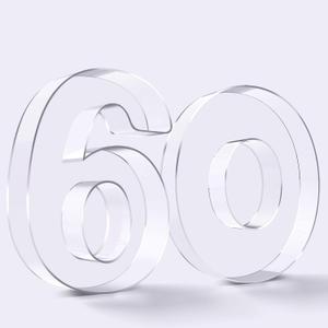 Ledido 10 Acrylic Number Charcuterie Board Box, Reusable Fillable Serving Tray for Candy Cake Fruit Snack, Easy-Clean Acrylic Charcuterie Tray for Birthday Anniversary Party Decorations, Number 60