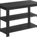 SONGMICS Shoe Rack Bench, 3-Tier Bamboo Shoe Storage Organizer, Entryway Bench, Holds Up to 286 lb, 11.3 x 27.6 x 17.8 Inches, for Entryway Bathroom Bedroom, Black ULBS04H (27.6"W)