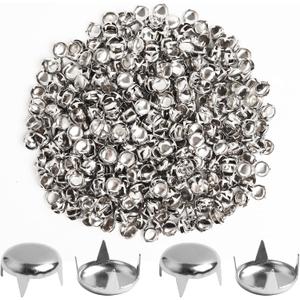 2 x SBYURE 1000 Pcs 12mm Silver Studs for Clothing Four-jaw Round Punk Spikes Pyramid Studs Rivets for Shoes, Jackets, Backpacks Leather Crafting