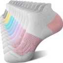 FITRELL 5-6 Pairs Ankle Running Socks for Women Athletic Cushioned Low Cut Tab Sports Socks (Small)