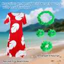 Hawaiian Red Dress for Cosplay Halloween Costume with Leaf Print Summer Beach Party Outfit (7-8Y)