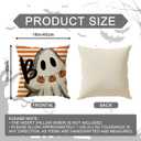 Halloween Pillow Covers Trick or Treat Boo Watercolor Pumpkins Ghosts Throw Pillow Cases Set of 4 Autumn Decorations for Farmhouse Home Bedroom Sofa Couch Outdoor Holiday Decor 16x16 Inch