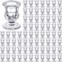 Foaincore 70 Pack Glass Candlestick Holders Bulk 2.5 Inch Taper Candle Holders Small Ritual Candle Stand Table Centerpieces for Wedding Christmas Valentine's Festival Party Dining Decorations (Clear)