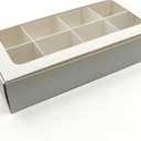 20-Ct White Treat Boxes, 8.75x4.5x1.9in, Window & Dividers