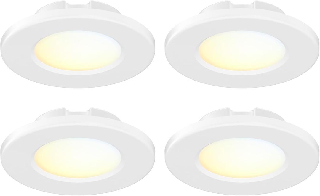 4 Inch Small Flush Mount Ceiling Light: LED Mini Surface Mount Light for Bedroom, Hallway, Kitchen,120V, 60W,5CCT Selectable, ETL, Wet Rated, White/4 Packs