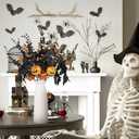 SY Super Bang Halloween Decorations, 10PCS Artificial Black Flowers Maple Leaf Orange Pumpkin Berry Floral Stems Vase Arrangement Branches Decor, for Home Indoor Party Holiday Living Room